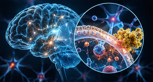 Scientific illustration of Galectin-3 activity in the brain and neurons